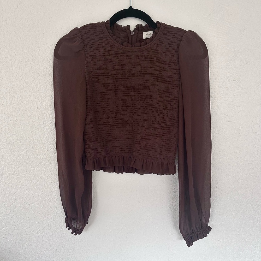 Wilfred Chocolate Brown Long Sleeve Blouse